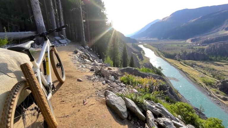 mountain trails with river valley views