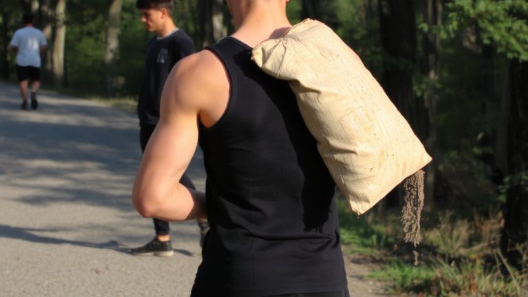 sandbag shouldering for back strength